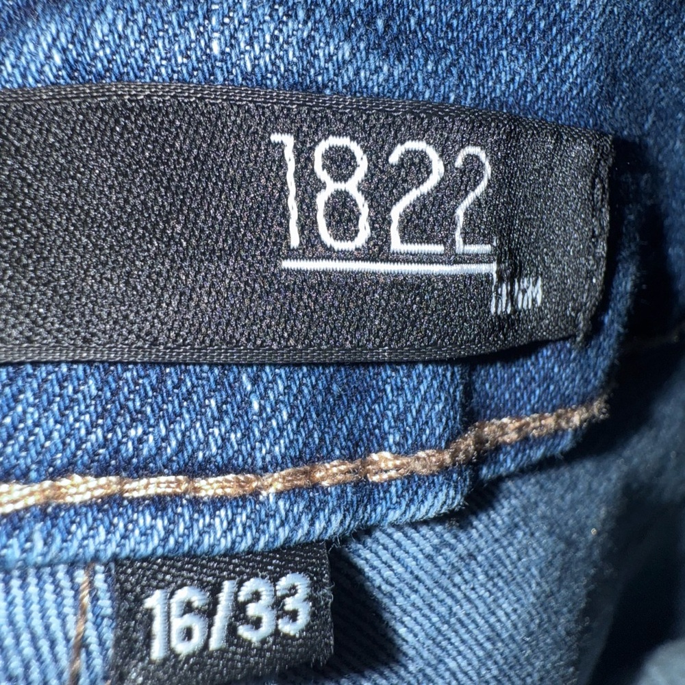1822 Denim Women's High Rise Blue Jeans with zipper bottom and elastic hem